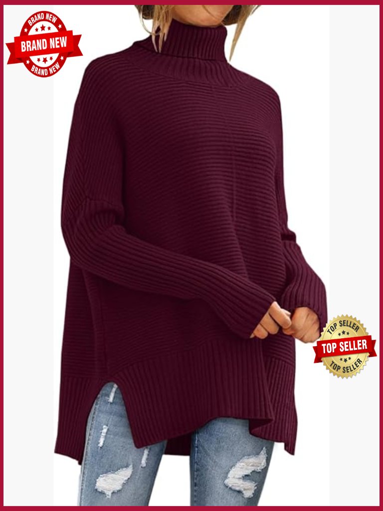 Oversized Turtleneck Sweater Chunky Knit Long Sleeve Pullover Tunic Fall Winter